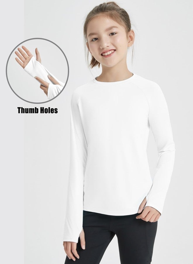 EXARUS 3 Pack Girls Long Sleeve Shirts Athletic Quick Dry Tops UPF 50+ Performance Tees with Thumb Holes for Teens Set 3 10Y - Image 4